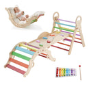 VEVOR 9-in-1 Pikler trijstūra Montessori kāpšanas komplekts bērniem, salokāms, ar ksilofonu, rampu, loku, spilvenu un trijstūri, slodze līdz 68 kg, varavīksnes krāsu dizains