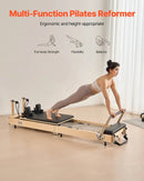 VEVOR salokāms koka pilates reformeris ar dubulto pretestību (atsperes un troses), pilates gulta ar sēdēšanas kasti, piemērots mājas sporta zālei un studijai, slodze līdz 181 kg - ZEMLETES.LV
