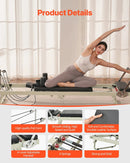 VEVOR salokāms pilates reformeris ar dubulto pretestību (atsperes un troses), pilates treniņu iekārta mājas sporta zālei un studijai, piemērots iesācējiem un pieredzējušiem lietotājiem, slodze līdz 181 kg - ZEMLETES.LV
