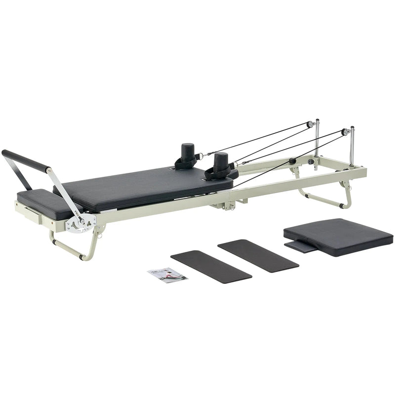 VEVOR salokāms pilates reformeris ar dubulto pretestību (atsperes un troses), pilates treniņu iekārta mājas sporta zālei un studijai, piemērots iesācējiem un pieredzējušiem lietotājiem, slodze līdz 181 kg - ZEMLETES.LV