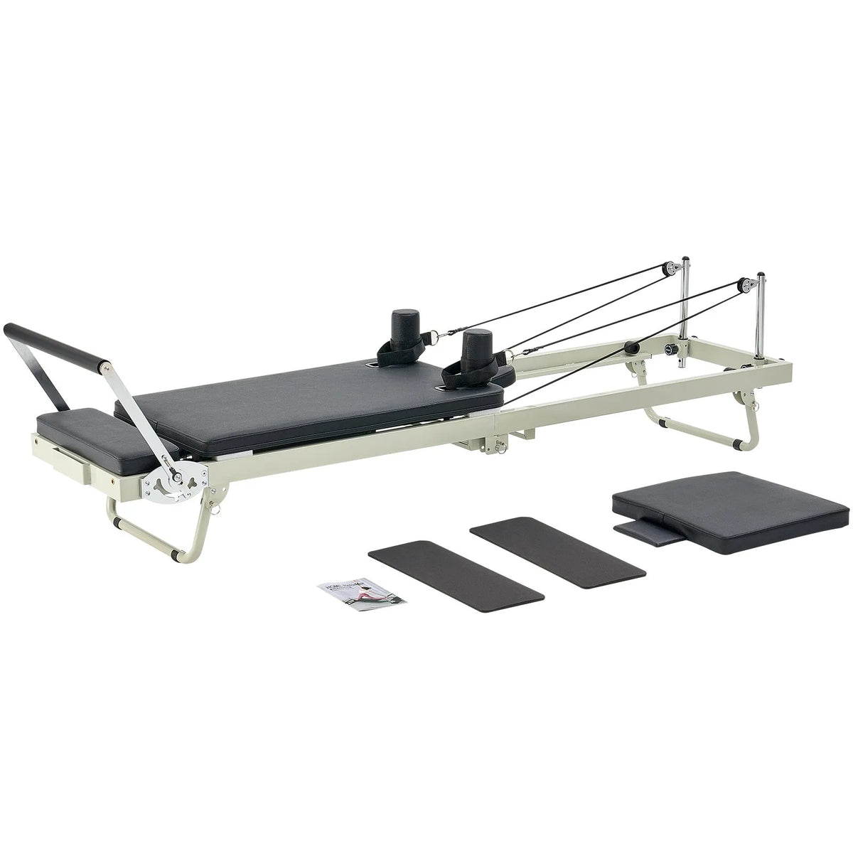 VEVOR salokāms pilates reformeris ar dubulto pretestību (atsperes un troses), pilates treniņu iekārta mājas sporta zālei un studijai, piemērots iesācējiem un pieredzējušiem lietotājiem, slodze līdz 181 kg - ZEMLETES.LV