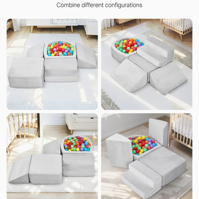 VEVOR Bērnu kāpšanas rotaļu komplekts, 5 daļas, putu kāpšanas bloki bērniem no 6 mēnešiem līdz 3 gadiem ar bumbu baseinu (bumbas nav iekļautas), iekštelpu rāpošanas un kāpšanas aktivitāšu komplekts