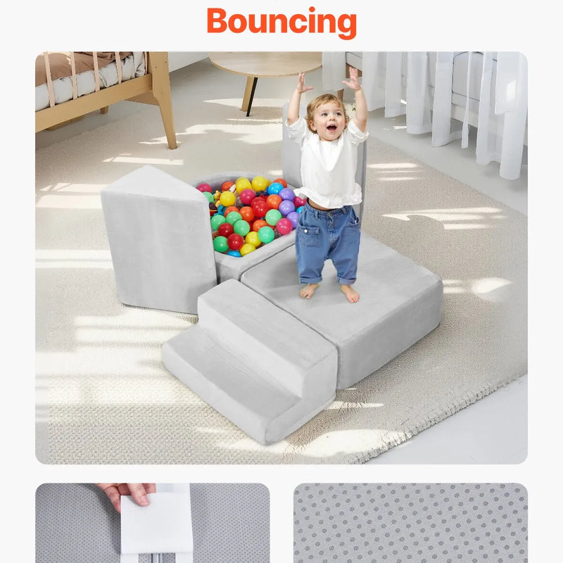 VEVOR Bērnu kāpšanas rotaļu komplekts, 5 daļas, putu kāpšanas bloki bērniem no 6 mēnešiem līdz 3 gadiem ar bumbu baseinu (bumbas nav iekļautas), iekštelpu rāpošanas un kāpšanas aktivitāšu komplekts