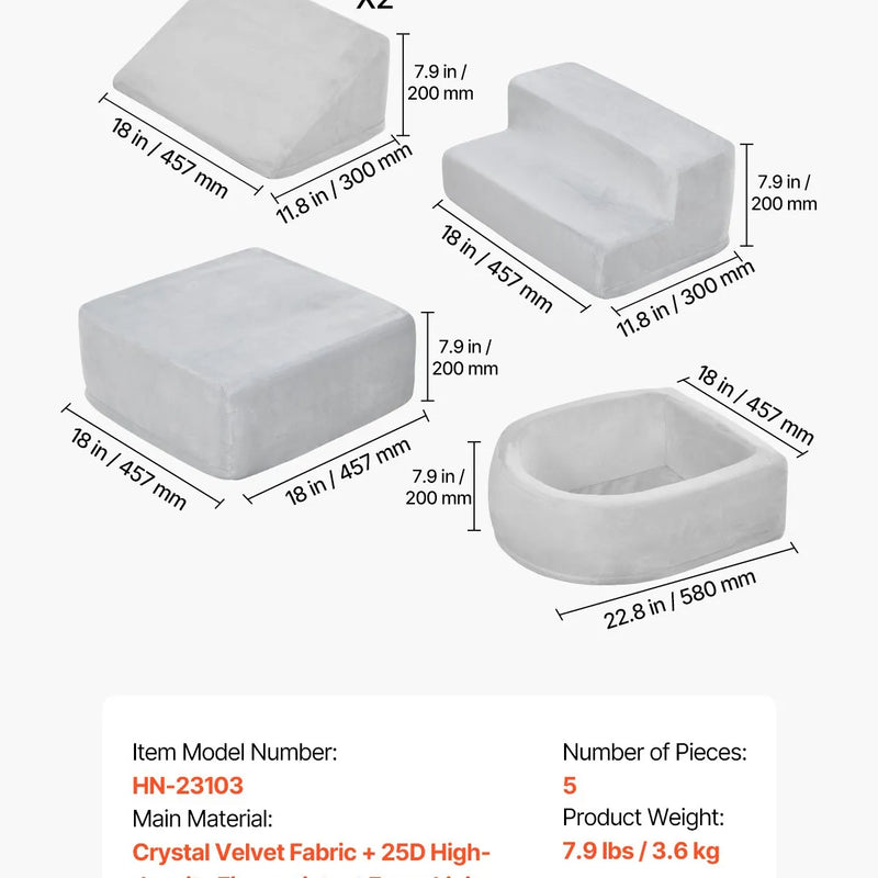 VEVOR Bērnu kāpšanas rotaļu komplekts, 5 daļas, putu kāpšanas bloki bērniem no 6 mēnešiem līdz 3 gadiem ar bumbu baseinu (bumbas nav iekļautas), iekštelpu rāpošanas un kāpšanas aktivitāšu komplekts