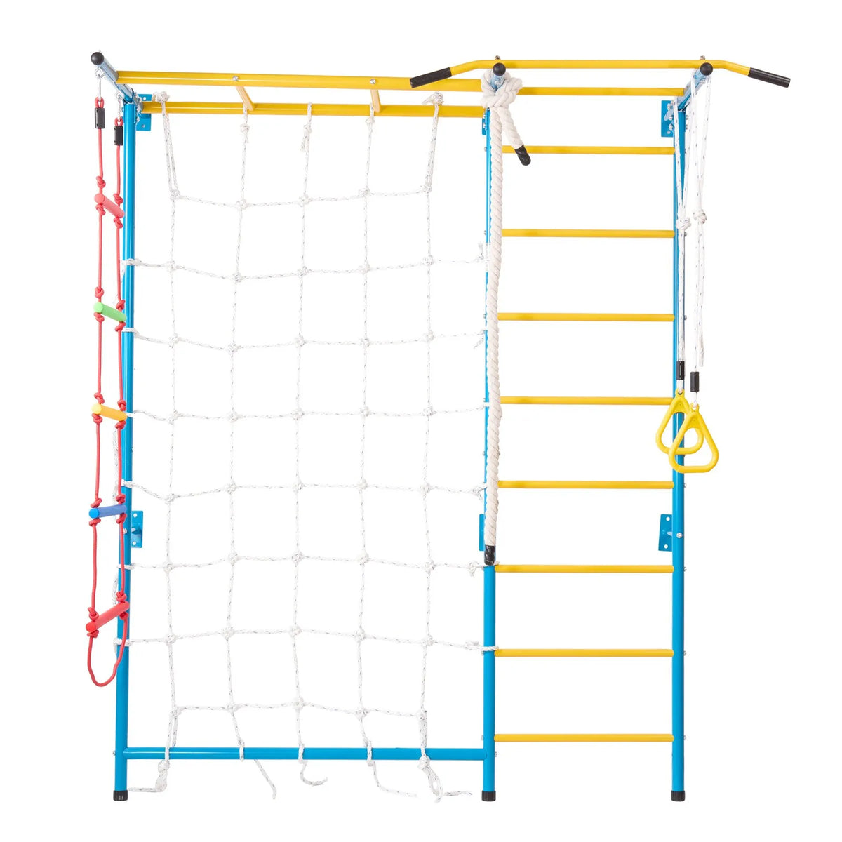 VEVOR 7 in 1 Steel Swedish Wall for Kids with Pull-up Bar, Rope Ladder and Rings, up to 100 kg