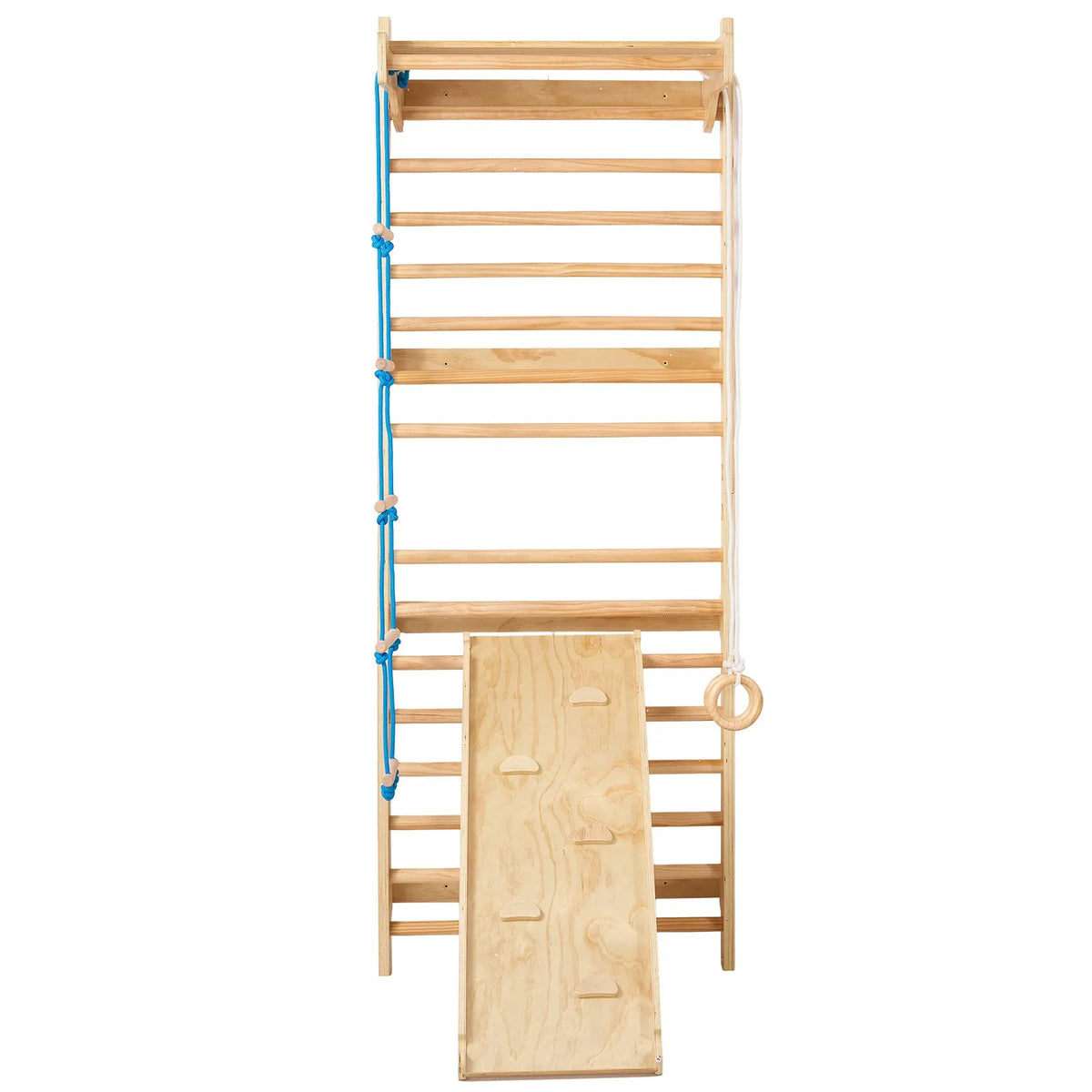 VEVOR 5 in 1 Wooden Swedish Wall with Pull-Up Bar, Rings, Rope Ladder and Slide, Up to 100 kg