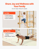 VEVOR zviedru sienas kāpnes, sienas trenažieris, 8-in-1, 12 līmeņu masīvkoka, bērniem un pieaugušajiem, iekšējais “jungle gym” rotaļu un treniņu komplekts ar kāpšanas dēli, pievilkšanās stieni, sienas kāpnēm, slidkalniņu un šūpolēm, kravnesība 99,79 kg