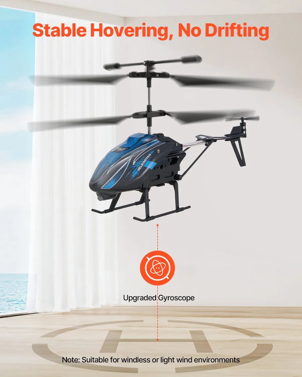 VEVOR RC-helikopter 2,4 GHz 3,5 kanaliga kõrguse hoidmise ja LED-iga, 16 min lend, alates 8 a