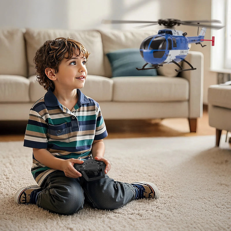 VEVOR RC helikopters, 2,4 GHz 4 propelleru tālvadības helikopters ar 6 asu žiroskopu, 4 kanālu RC lidmašīna iesācējiem, LED apgaismojums un pacelšanās/nolaišanās ar vienu pogu, rotaļlieta bērniem no 8 gadu vecuma