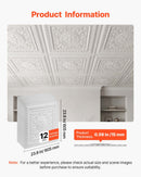 VEVOR PVC griestu flīzes 605 × 605 mm, 12 gab., baltas 3D ģeometriskas dekoratīvās plāksnes, gluda PVC virsma piekaramajiem griestiem, triecienizturīgas, krāsojamas, viegli griežamas, modernam mājas un biroja interjeram