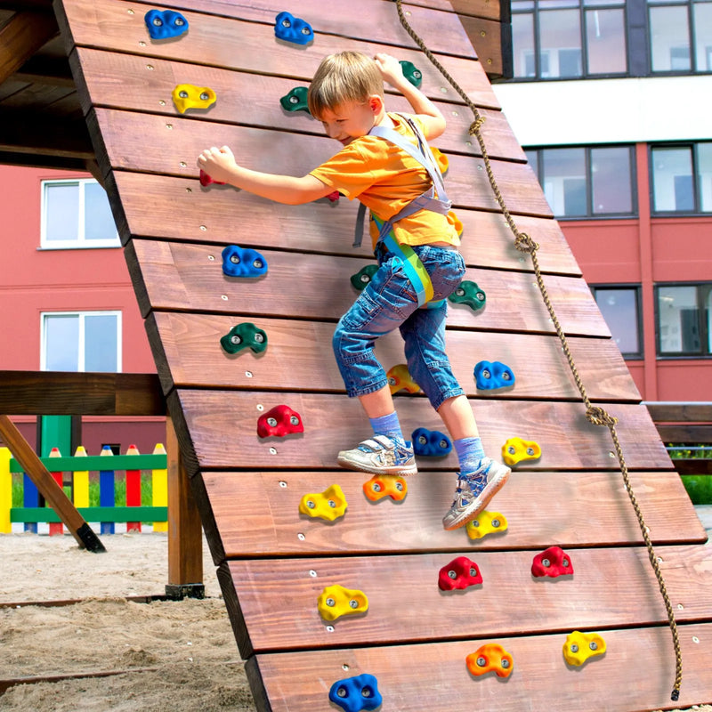 VEVOR 25 klinšu kāpšanas rokturu komplekts, dažādu izmēru un krāsu kāpšanas akmeņi bērniem un pieaugušajiem, kāpšanas sienas rokturi ar mezglotu virvi, rokturiem un montāžas stiprinājumiem, iekštelpu un āra kāpšanas sienu aprīkojums