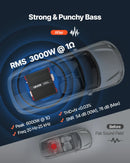 VEVOR 3000 W monobloka auto audio pastiprinātājs, 1 kanāls, Class D, 1/2/4 Ω