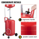 VEVOR 80 l atkritumeļļas savākšanas tvertne ar pneimatisko novadīšanu, pārnēsājama eļļas maiņas iekārta ar regulējama augstuma piltuvi un spiediena regulēšanas vārstu