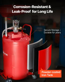 VEVOR 79,5 L notekas eļļas tvertne ar gaisa darbināmu portatīvu eļļas sūknētāju un regulējama augstuma piltuvi, rūpnieciska šķidrumu tvertne ar riteņiem automobiļu remonta darbnīcām, sarkana.