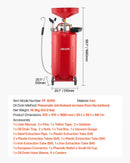 VEVOR 79,5 L notekas eļļas tvertne ar gaisa darbināmu portatīvu eļļas sūknētāju un regulējama augstuma piltuvi, rūpnieciska šķidrumu tvertne ar riteņiem automobiļu remonta darbnīcām, sarkana.