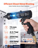VEVOR pneimatiskais kniedējamo uzgriežņu instruments, M5 M6 M8 M10 uzgaļi, 20 serdeņi, 2500 LBS spēks, turpgaitas un reversa slēdzis, gaisa kniedējamo uzgriežņu pistole auto, celtniecībai un rūpniecībai