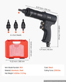 VEVOR pneimatiskais kniedējamo uzgriežņu instruments, M5 M6 M8 M10 uzgaļi, 20 serdeņi, 2500 LBS spēks, turpgaitas un reversa slēdzis, gaisa kniedējamo uzgriežņu pistole auto, celtniecībai un rūpniecībai