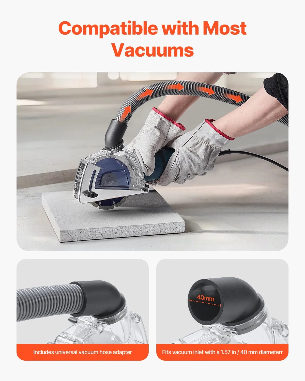 VEVOR Angle Grinder Dust Shroud 100–125 mm with 125 mm Diamond Cup Wheel