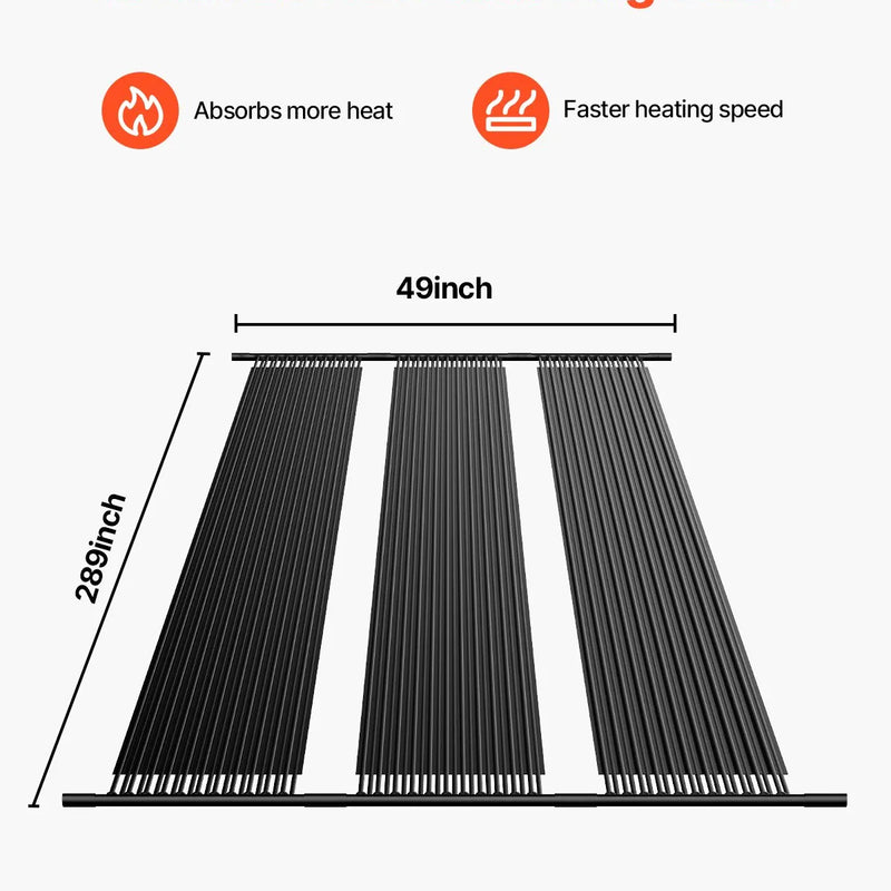 VEVOR Saules baseina sildītājs, 1,22 × 7,32 m HDPE baseina apsildes sistēma ar pilnu piederumu komplektu, universāls saules panelis ūdens temperatūras paaugstināšanai, piemērots virszemes un iebūvējamajiem baseiniem