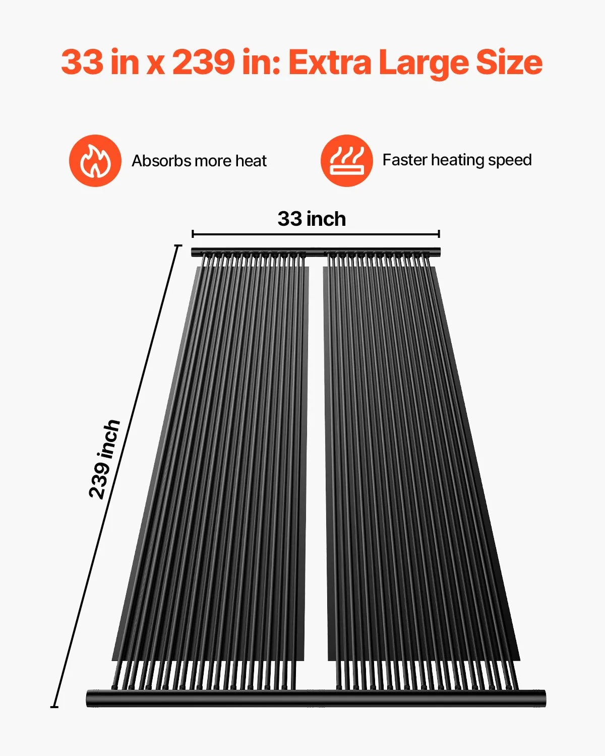 VEVOR Solar Pool Heater, 0.84 × 6.1 m HDPE Solar Collector Panel (2 pcs), Durable and Weather-Resistant, with Complete Accessory Kit, Universal Solution for Water Temperature Increase for Above-Ground and In-Ground Pools
