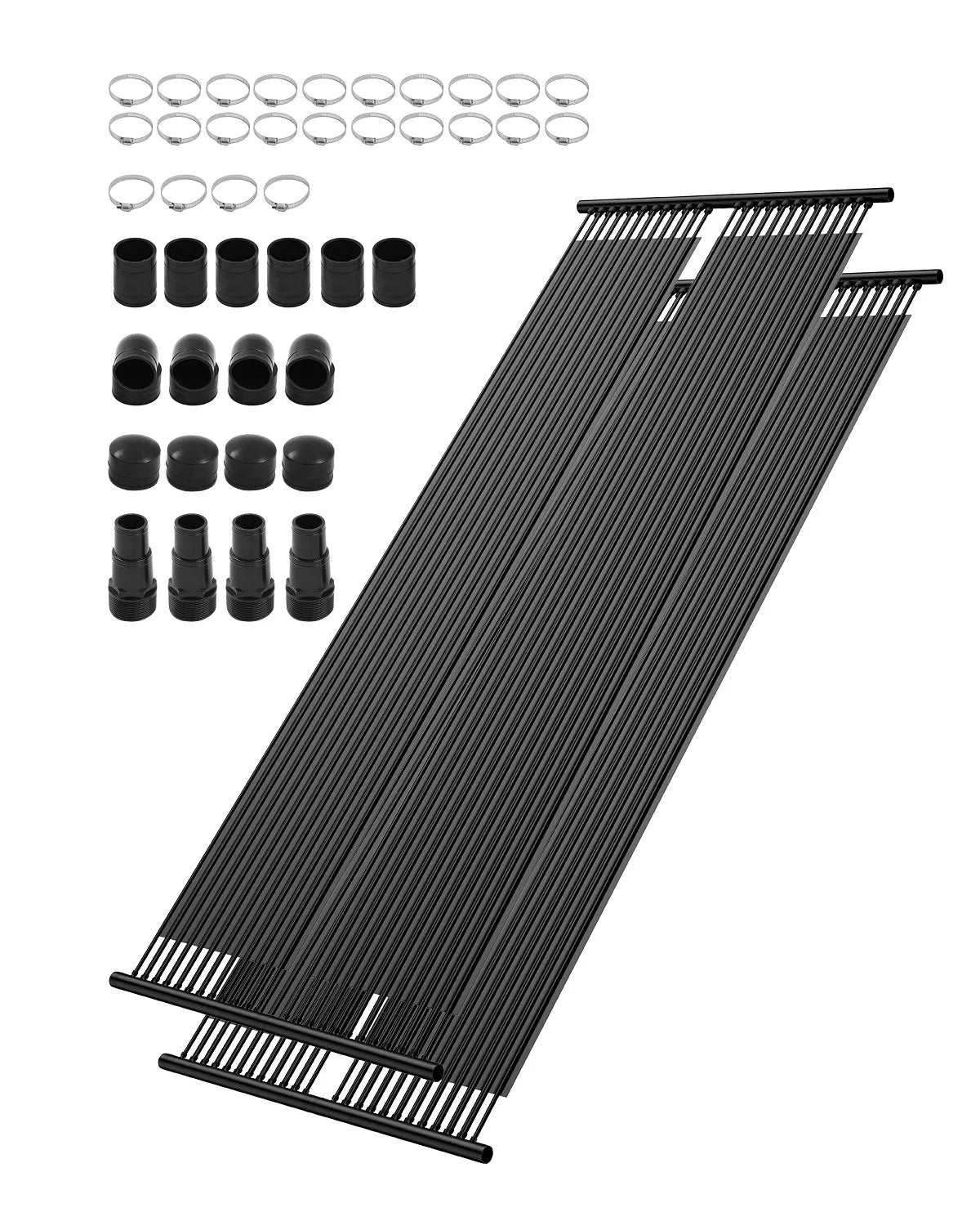 VEVOR Solar Pool Heater, 0.84 × 6.1 m HDPE Solar Collector Panel (2 pcs), Durable and Weather-Resistant, with Complete Accessory Kit, Universal Solution for Water Temperature Increase for Above-Ground and In-Ground Pools
