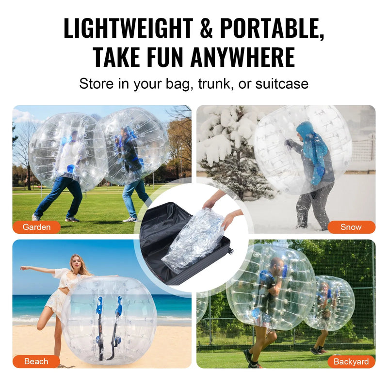 VEVOR piepūšamā bumper bumba 1 gab., 1,2 m sumo zorb bumba pusaudžiem un pieaugušajiem, 0,8 mm PVC cilvēka kāmja burbuļbumba āra komandu spēlēm dārzā, pagalmā un parkā