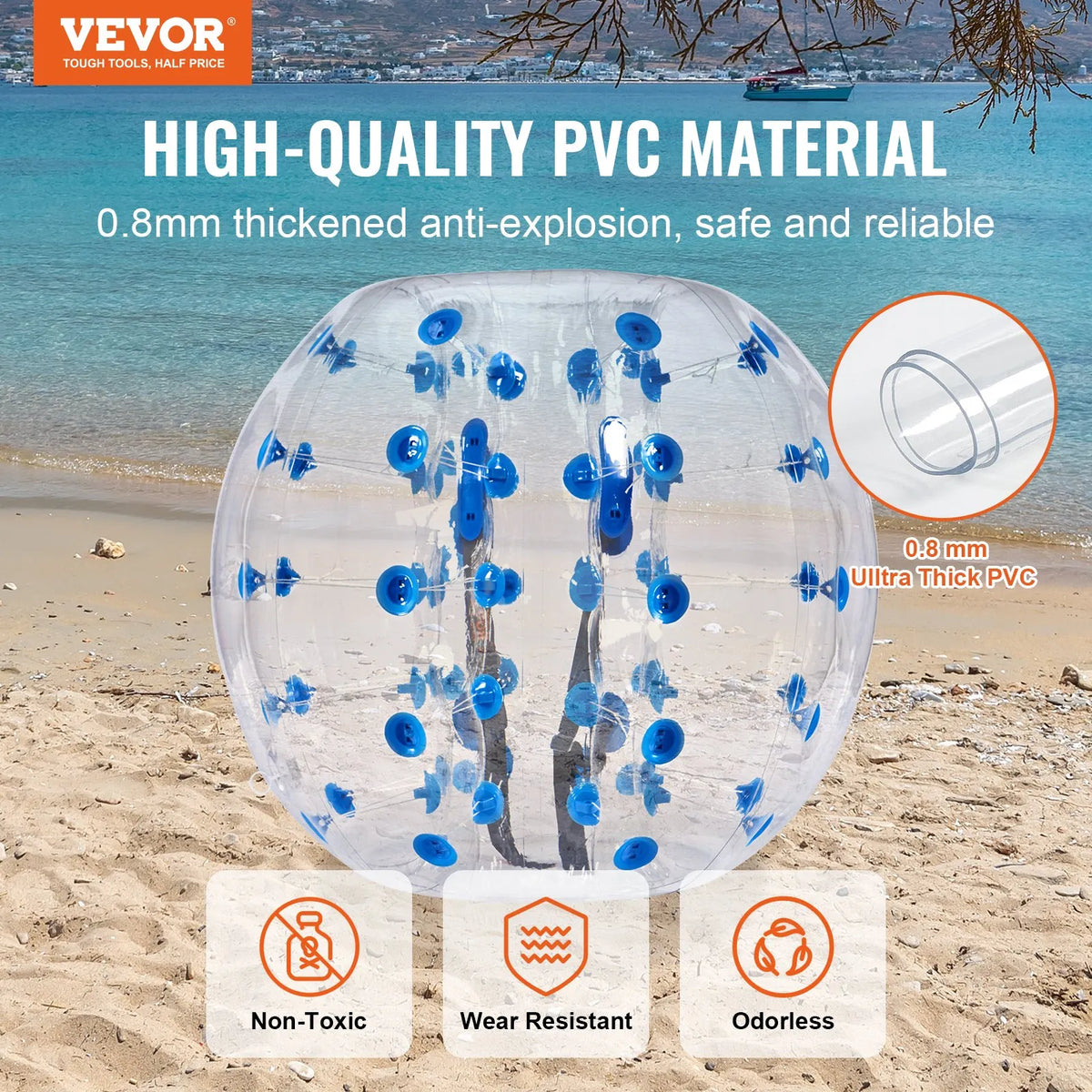 VEVOR täispuhutav sumo-põrkepall 1,2 m noortele ja täiskasvanutele, 0,8 mm PVC, 1 tk