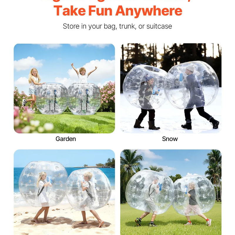 VEVOR piepūšamās bumper bumbas 2 gab., 1,2 m sumo zorb bumbas pusaudžiem un pieaugušajiem, 0,8 mm PVC cilvēka kāmja burbuļbumbas āra komandu spēlēm dārzā, pagalmā un parkā