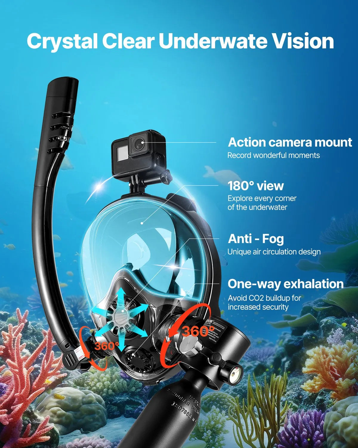 VEVOR Mini Diving Cylinder 0.5 L with Hand Pump and Adapter, 5–10 min, up to 10 m