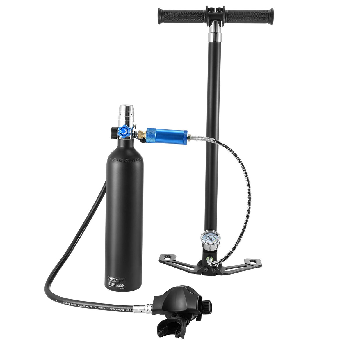 VEVOR Mini Diving Cylinder 1 L with Hand Pump, 15–20 min, up to 30 m