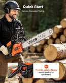 VEVOR benzīna motorzāģis 508 mm, 62 cm³, 2,7 kW, 2-taktu dzinējs, motorzāģis koku zāģēšanai, zaru apgriešanai un teritorijas tīrīšanai, ar sinhronizētu droseles čoku, neslīdošu rokturi un 2 tvertnēm