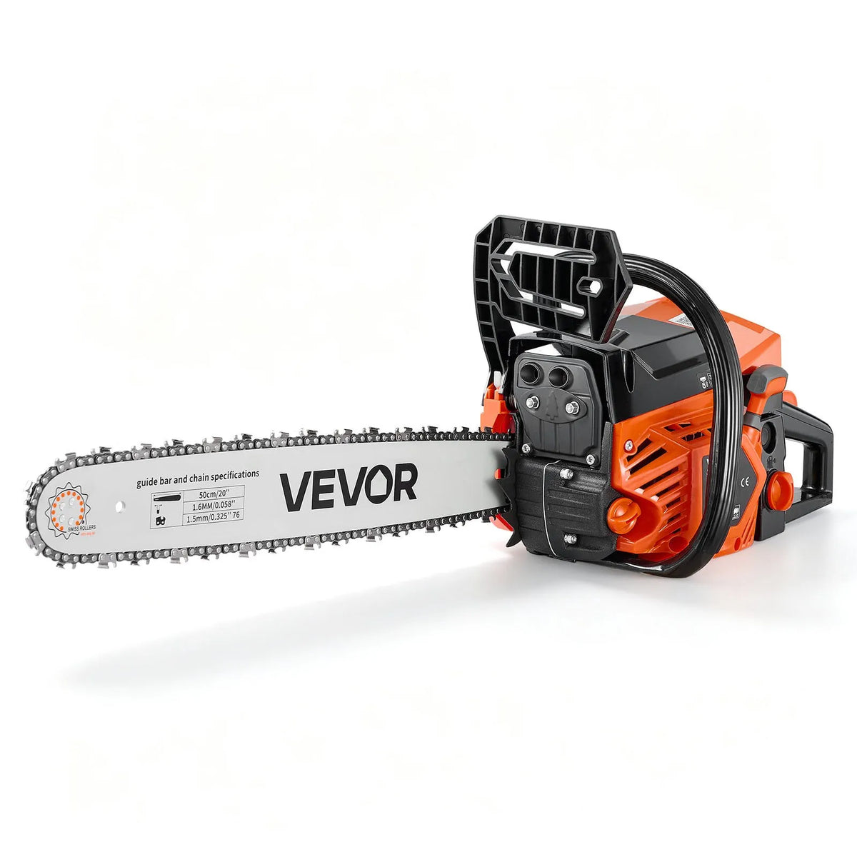 VEVOR Petrol Chainsaw 62 cm³ with 508 mm Bar, 2.7 kW, 2-Stroke Engine