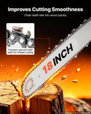 VEVOR benzīna motorzāģis 457,2 mm, 52 cm³, 2 kW, 2-taktu dzinējs, motorzāģis koku zāģēšanai, zaru apgriešanai un teritorijas tīrīšanai, ar sinhronizētu droseles čoku, neslīdošu rokturi un 2 tvertnēm