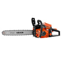VEVOR benzīna motorzāģis 457,2 mm, 52 cm³, 2 kW, 2-taktu dzinējs, motorzāģis koku zāģēšanai, zaru apgriešanai un teritorijas tīrīšanai, ar sinhronizētu droseles čoku, neslīdošu rokturi un 2 tvertnēm