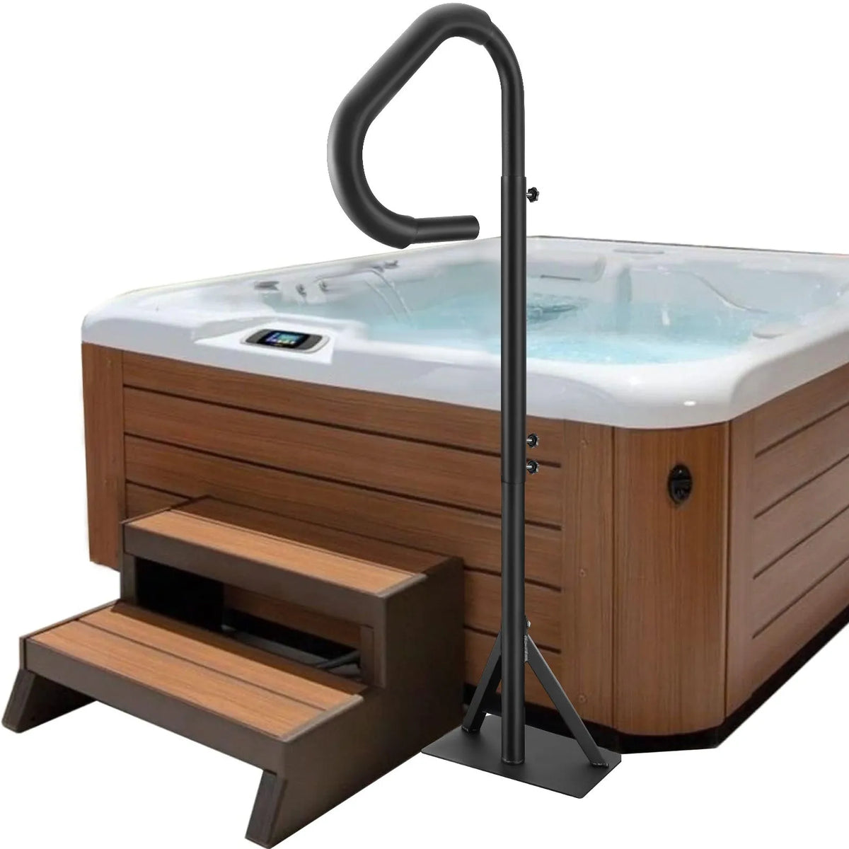VEVOR Spa Bath Tub Grab Bars with 360° Rotation, Adjustable Height 122–160 cm, Rust-Resistant Aluminium Handrails with Sliding Base for Under-Tub Installation, Indoor and Outdoor Use, Maximum Load 272 kg