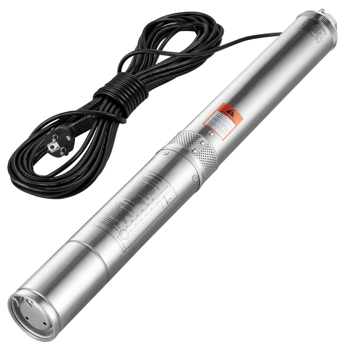 VEVOR 750 W dziļurbuma iegremdējamais sūknis, 7,1 m³/h, 75 m pacēluma augstums, 9,1 m kabelis, IP68