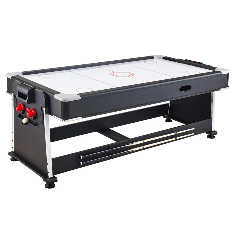 VEVOR 3 vienā rotējošs daudzfunkcionāls spēļu galds ar gaisa hokeju, biljardu un galda tenisu, 224 cm hokeja galds spēļu istabai un mājai, arkādes spēļu komplekts ar visiem piederumiem katrai spēlei