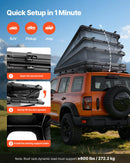 VEVOR Jumta telts ar cieto apvalku 2–3 personām, alumīnija konstrukcija ar trīskrāsu LED apgaismojumu, biezs matracis un 1 logs, ūdensizturīga un vēja noturīga, piemērota Jeep, SUV un pikapam