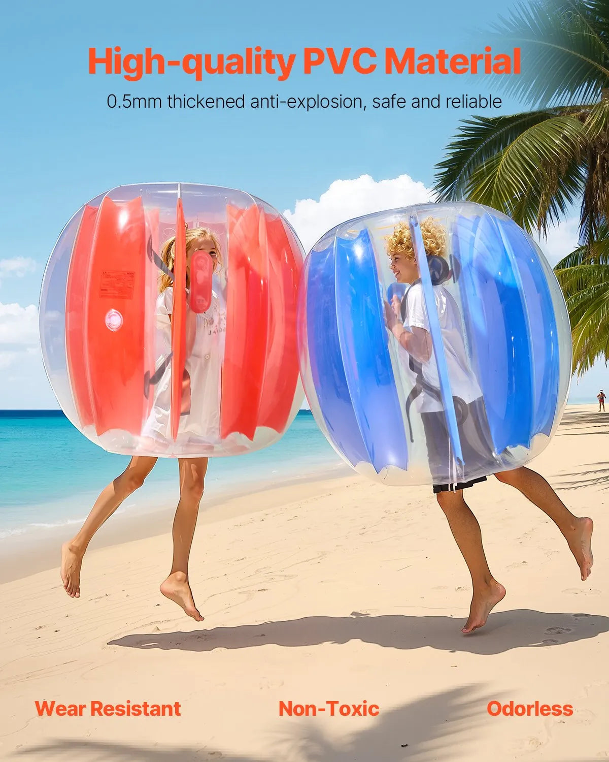 VEVOR Inflatable Sumo Bumper Balls 1.2 m, 0.5 mm PVC, 2 pcs, Red and Blue Stripes