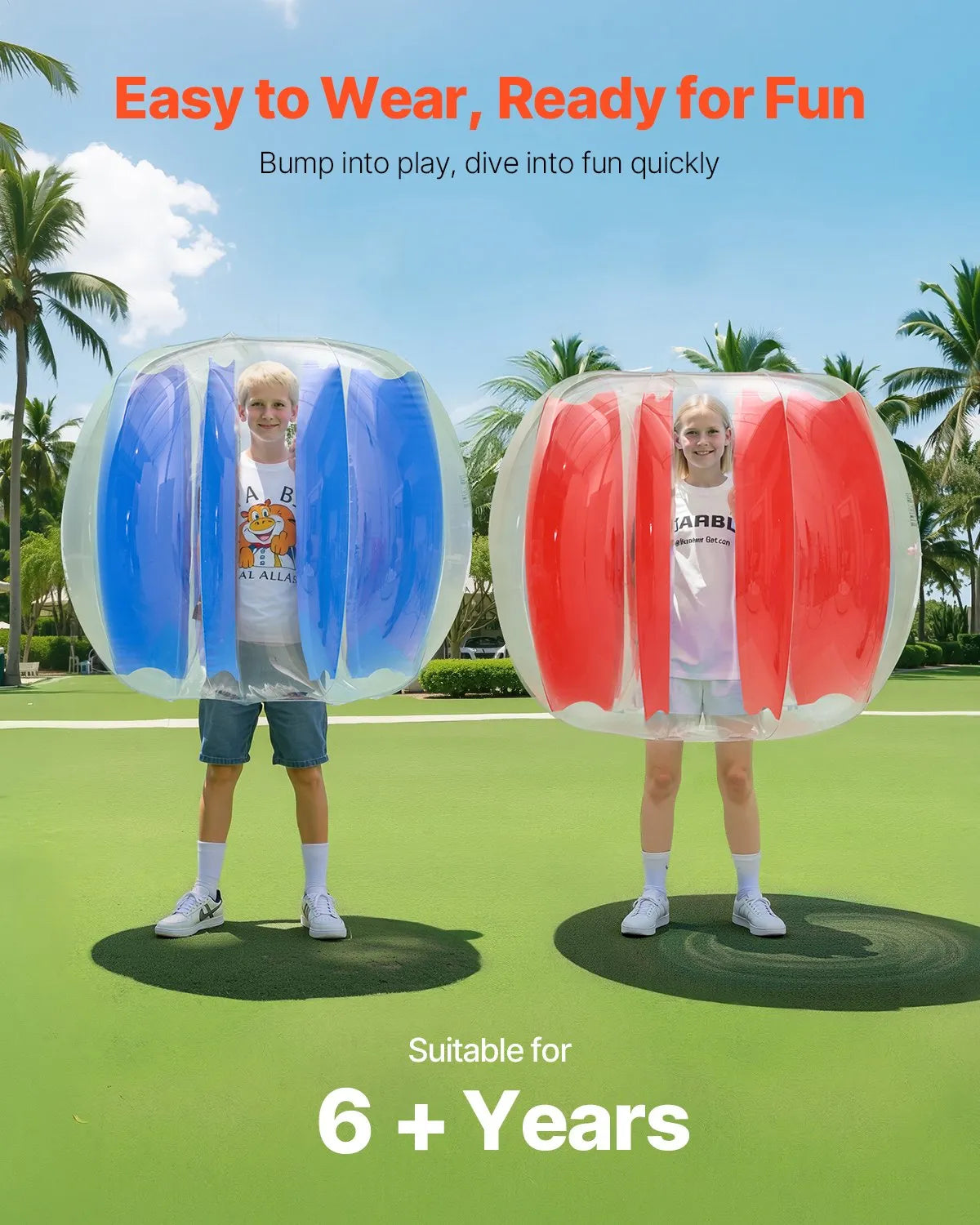 VEVOR Inflatable Sumo Bumper Balls 1.2 m, 0.5 mm PVC, 2 pcs, Red and Blue Stripes