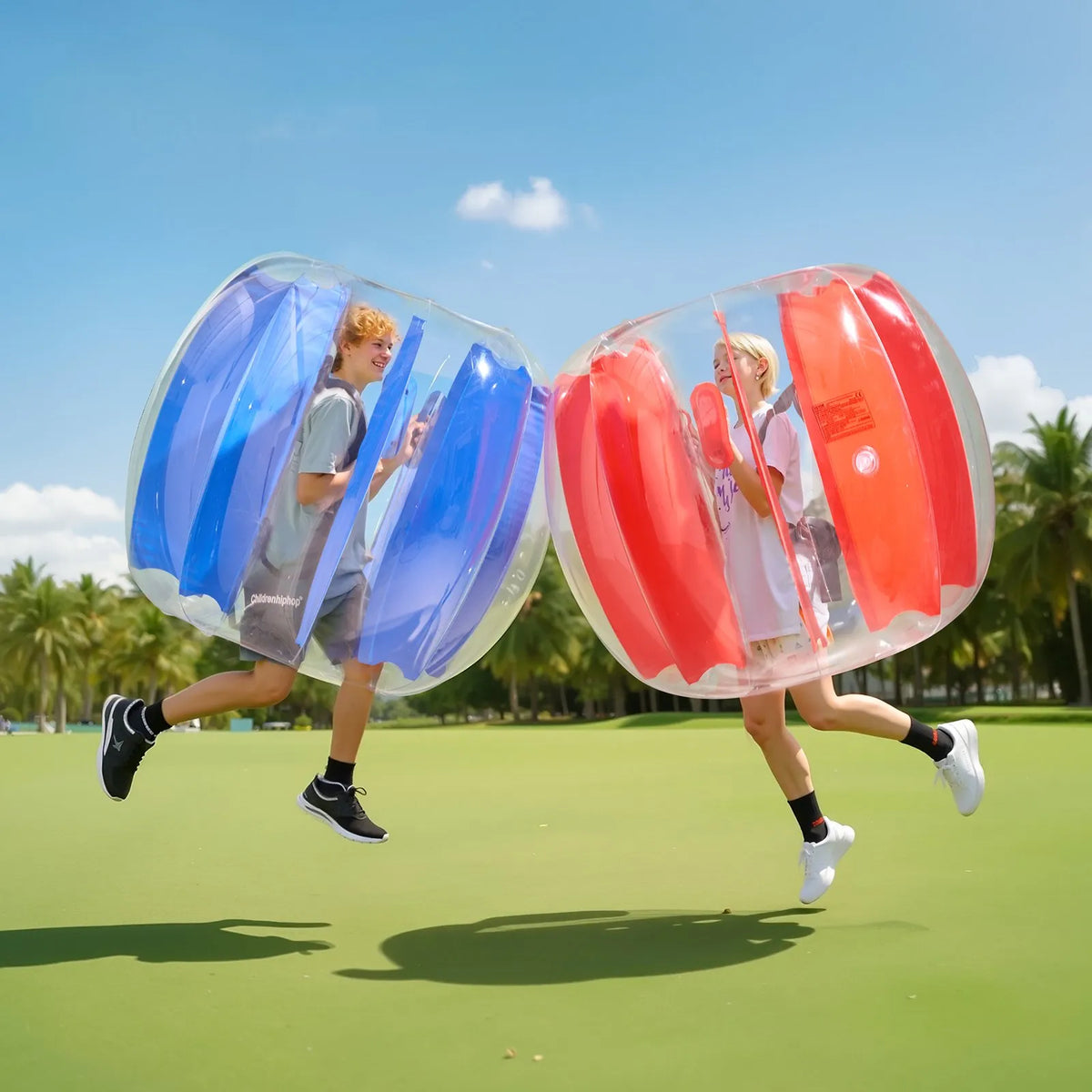 VEVOR Inflatable Sumo Bumper Balls 1.2 m, 0.5 mm PVC, 2 pcs, Red and Blue Stripes