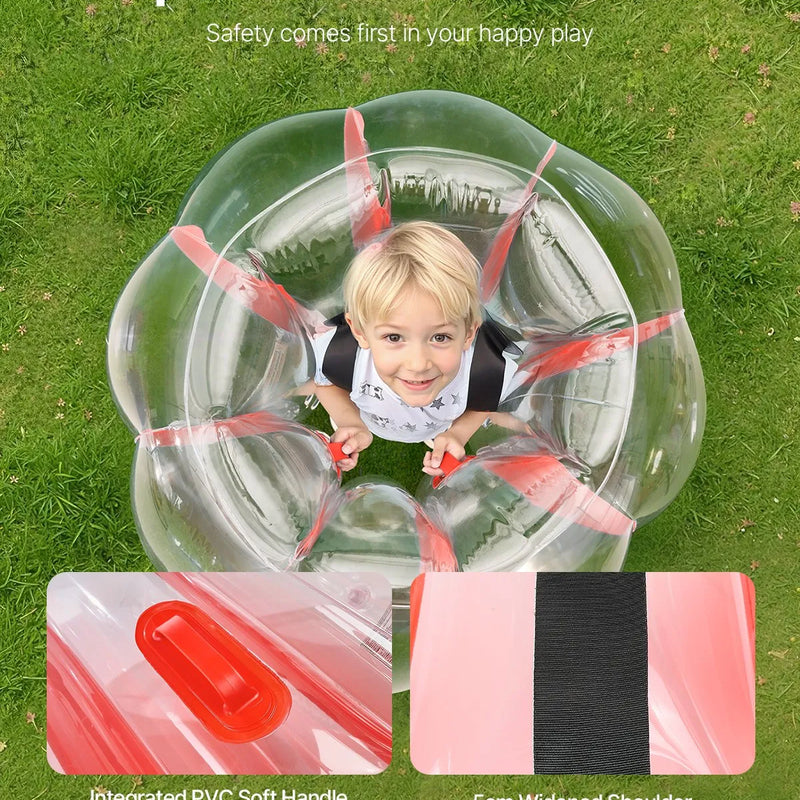 VEVOR piepūšamās bumper bumbas 2 gab., 0,9 m ķermeņa sumo zorb bumbas no bieza PVC āra komandu spēlēm, cilvēka kāmja burbuļbumbas rotaļu laukumiem, pagalmiem un parkiem, sarkanas svītras