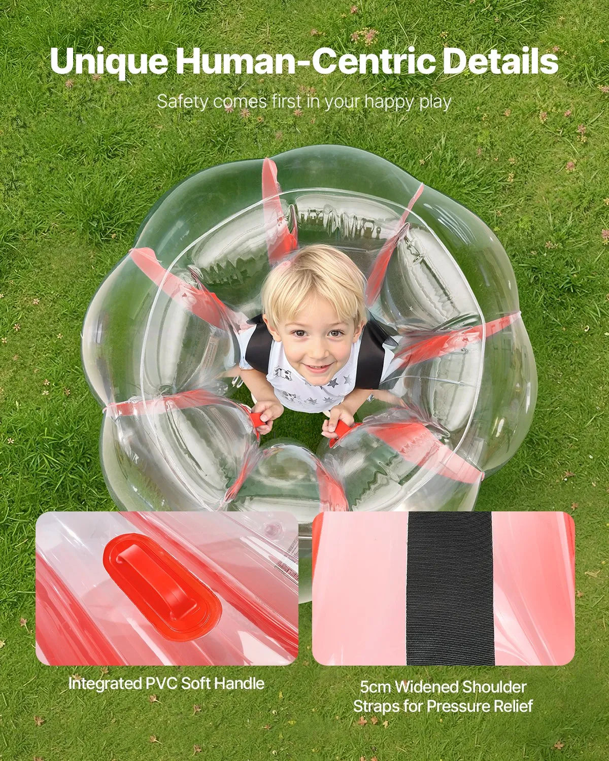 VEVOR Inflatable Sumo Bumper Balls for Kids 0.9 m, 0.3 mm PVC, 2 pcs, Red Stripes