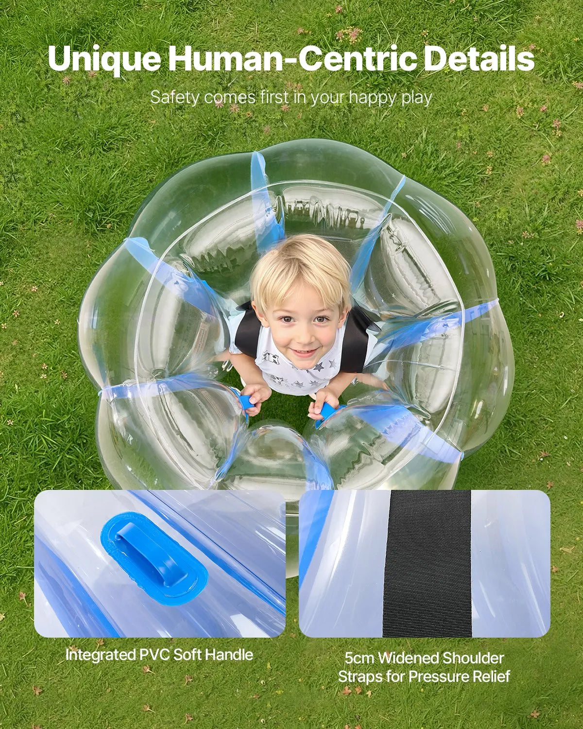 VEVOR täispuhutavad sumo-põrkepallid lastele 0,9 m, 0,3 mm PVC, 2 tk, sinised triibud