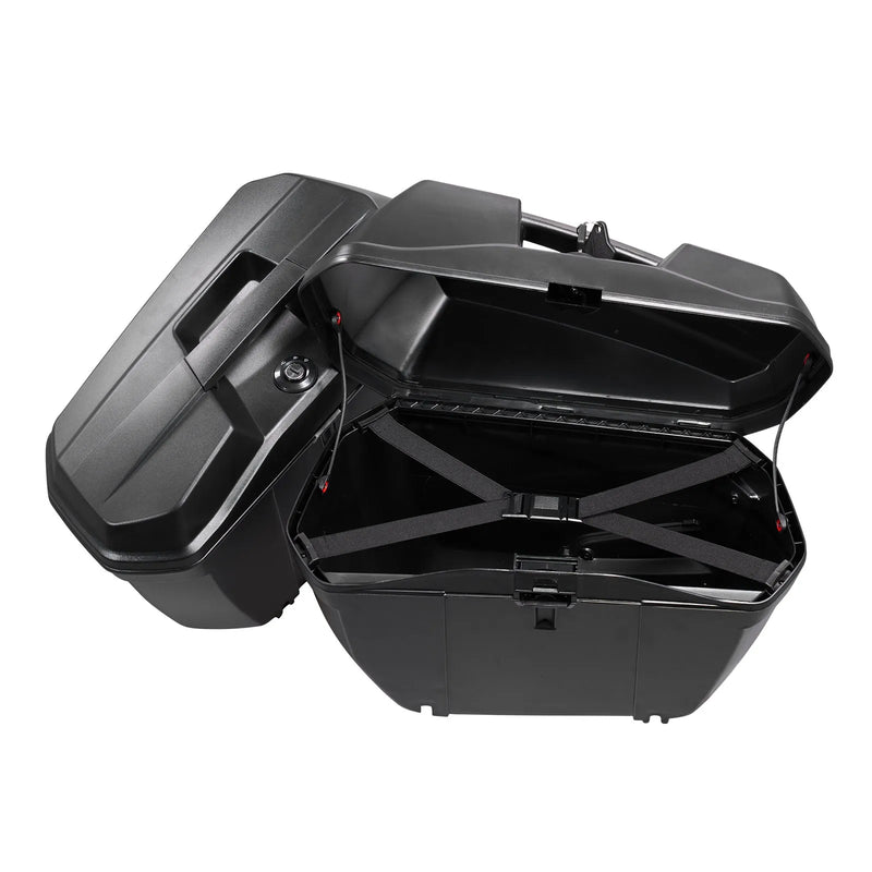 VEVOR motocikla sānu koferi 46 l (23 l × 2), universāli ABS sānu bagāžas koferi, ūdensizturīgi, noņemami kreisais un labais sānu koferis ar drošības slēdzeni, bagāžas glabāšanai, 2 gab. komplekts