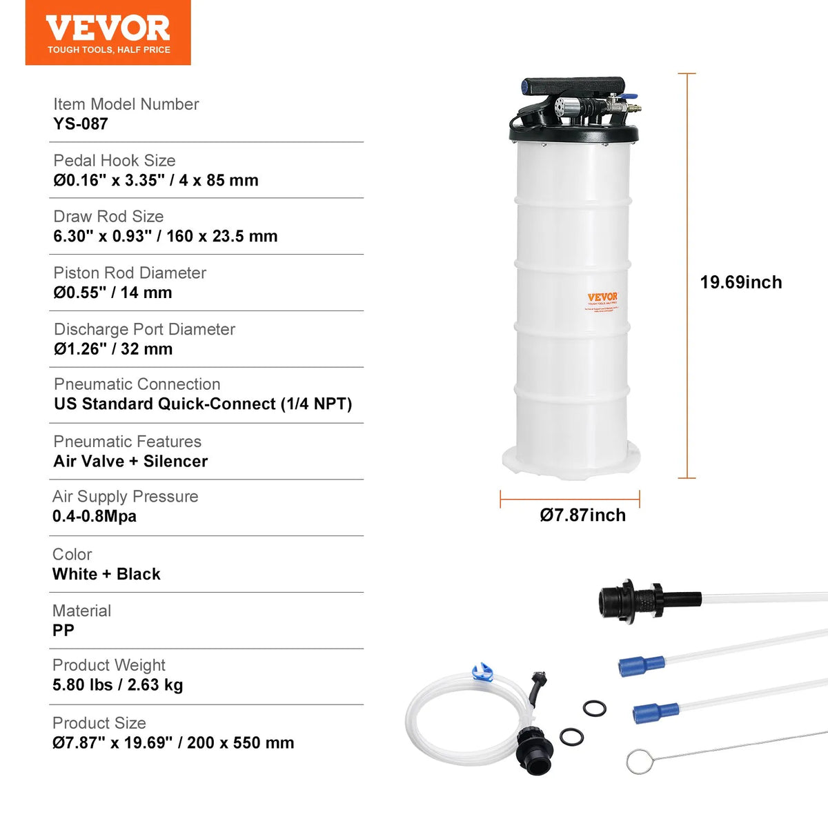 VEVOR šķidruma ekstraktors 6,5 l pneimatisks/manuāls eļļas maiņas vakuuma šķidruma ekstraktors ar mēraparātu un iesūkšanas šļūteni automobiļu šķidrumu vakuuma izsūkšanai - ZEMLETES.LV