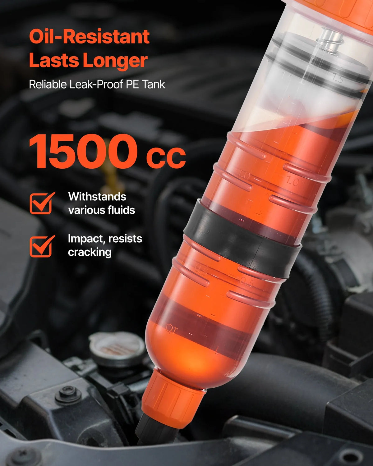 VEVOR 1,5 l šķidruma ekstraktors manuāls automobiļu šķidruma sūknis ar garu šļūteni un pagarinājuma caurulēm, eļļas šļirce zāles pļāvējiem, automašīnām, laivām, golfa ratiem un motocikliem - ZEMLETES.LV