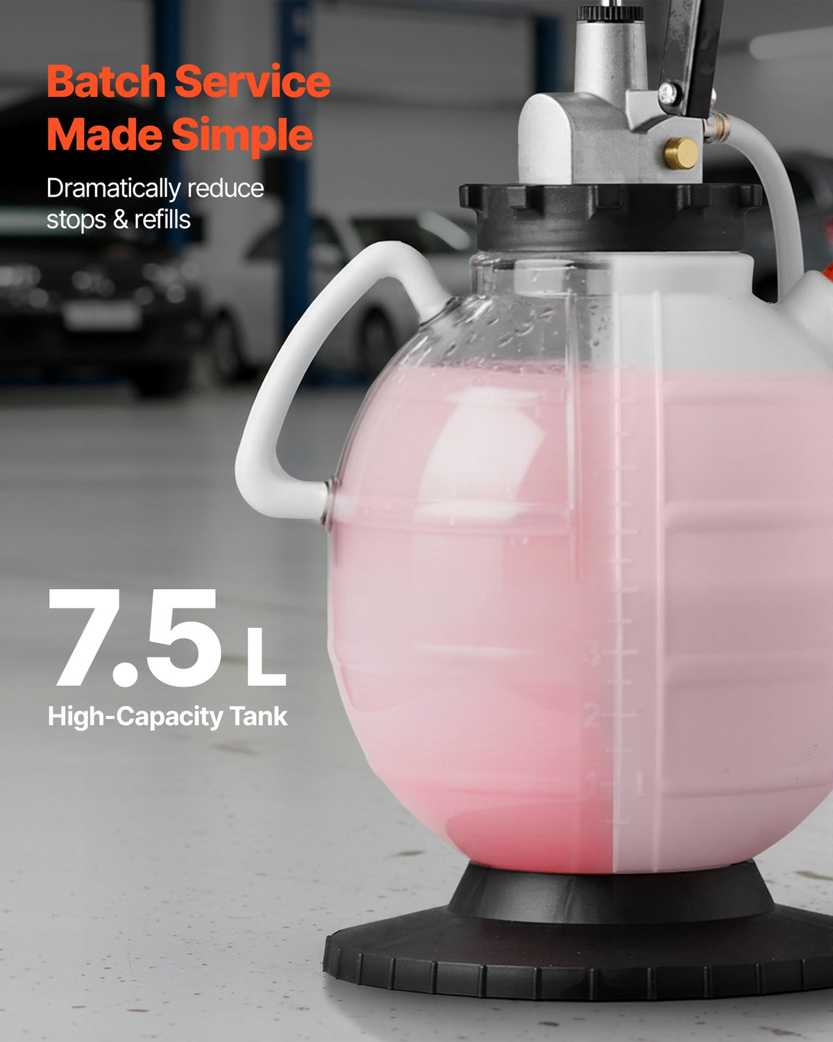 VEVOR transmisijas šķidruma sūknis 7,5 l manuāls ATF uzpildes komplekts ar 8 adapteriem un 120 cm izplūdes šļūteni, eļļas ekstraktors ar HDPE tvertni automašīnām un zāles pļāvējiem - ZEMLETES.LV