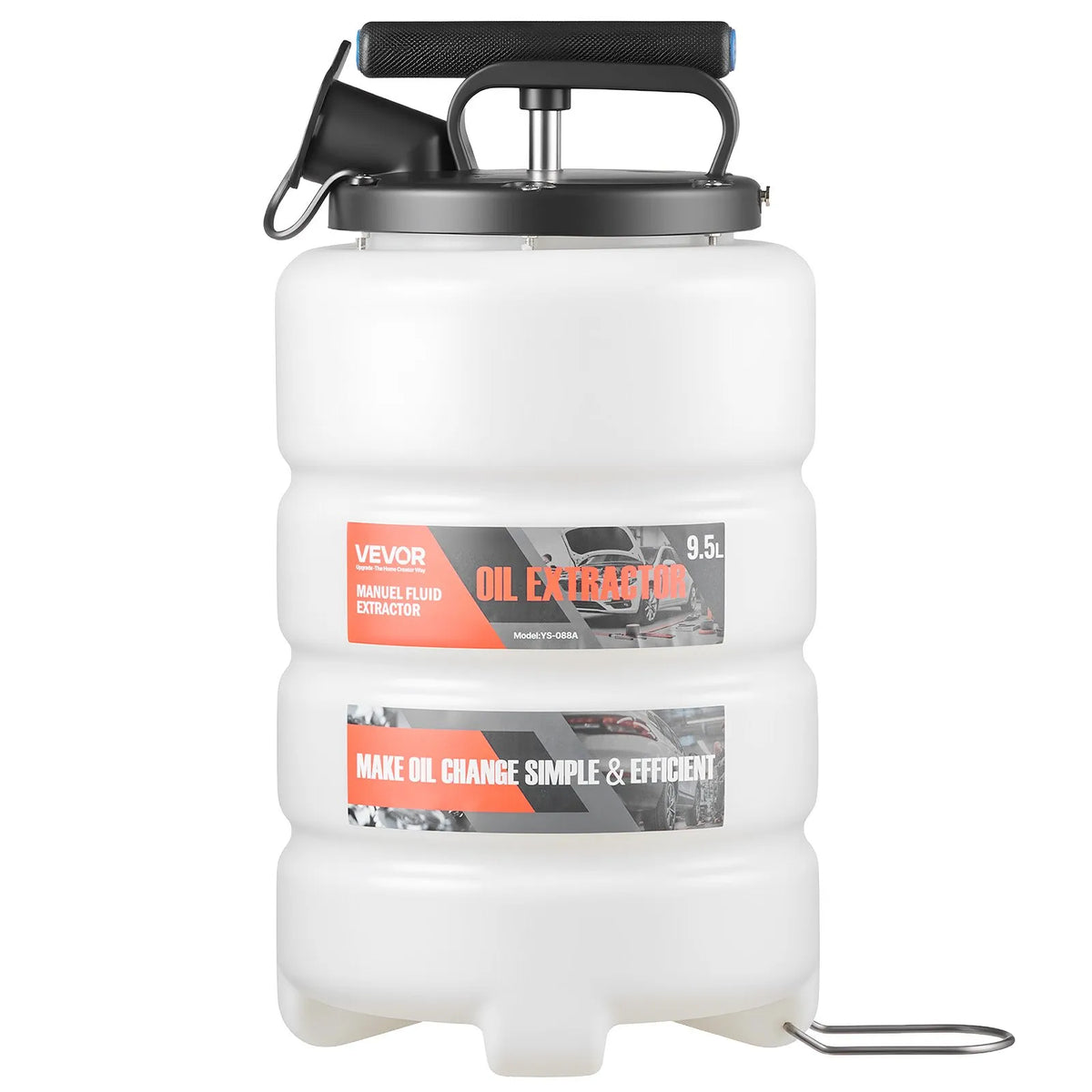 VEVOR šķidruma ekstraktors 9,5 l manuāls vakuuma eļļas maiņas sūknis ar 150 cm šļūteni un trim 120 cm pagarinājuma caurulēm, HDPE tvertne automašīnām, zāles pļāvējiem un laivām - ZEMLETES.LV