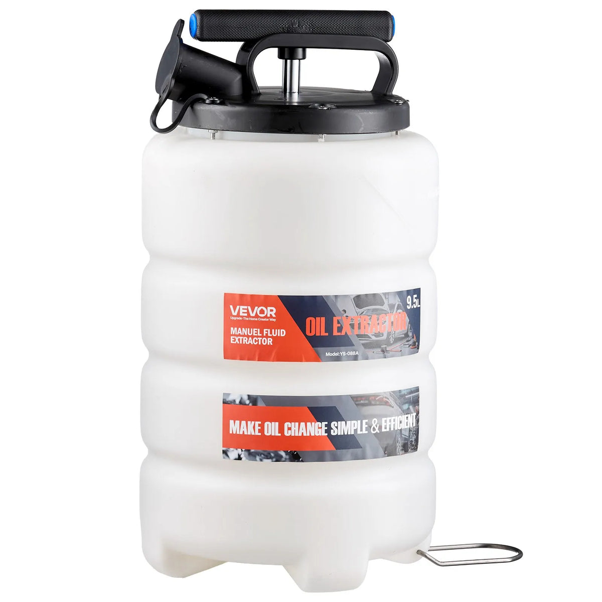 VEVOR šķidruma ekstraktors 9,5 l manuāls vakuuma eļļas maiņas sūknis ar 150 cm šļūteni un trim 120 cm pagarinājuma caurulēm, HDPE tvertne automašīnām, zāles pļāvējiem un laivām - ZEMLETES.LV